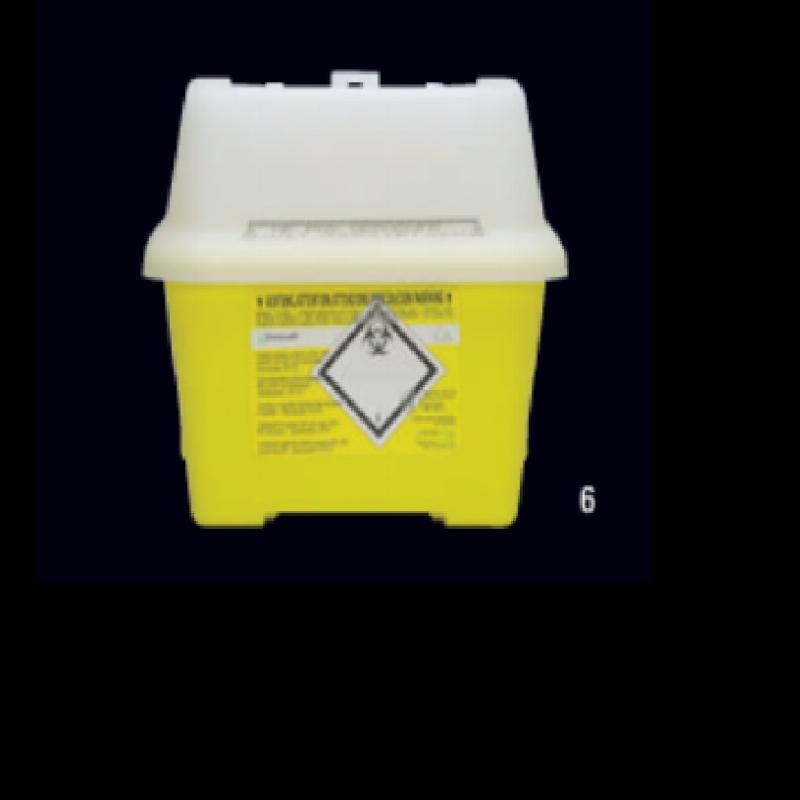 Контейнер біобезпеки, 2 л, жовтий ПП з білою кришкою з універсальним демонтажним профілем для збору та утилізації